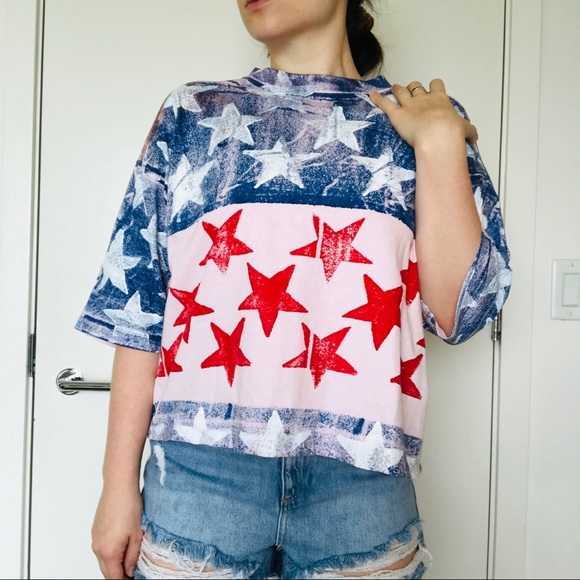 Red Pink and Blue Tee with Stars - Picture 3 of 10
